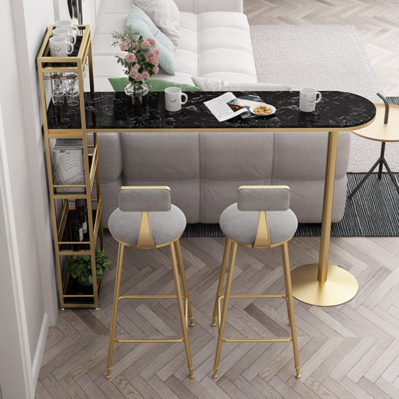 Modern Footrest Bar Stool Low Back Grey Bar & Counter Stool for Living Room