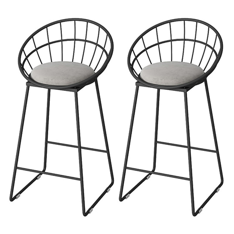 Modern Footrest Bar Stool Low Back Grey Bar & Counter Stool for Living Room