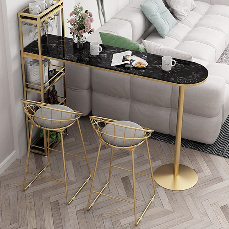 Modern Footrest Bar Stool Low Back Grey Bar & Counter Stool for Living Room