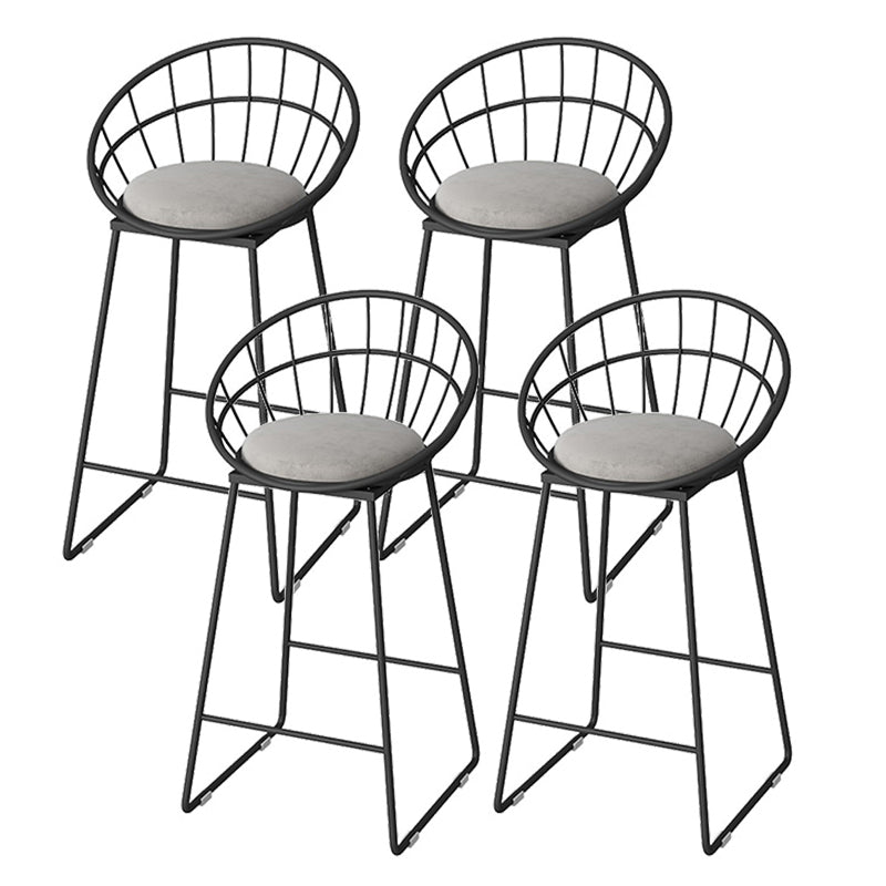 Modern Footrest Bar Stool Low Back Grey Bar & Counter Stool for Living Room