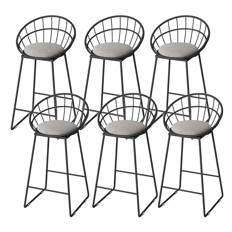 Modern Footrest Bar Stool Low Back Grey Bar & Counter Stool for Living Room