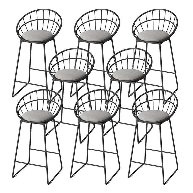 Modern Footrest Bar Stool Low Back Grey Bar & Counter Stool for Living Room