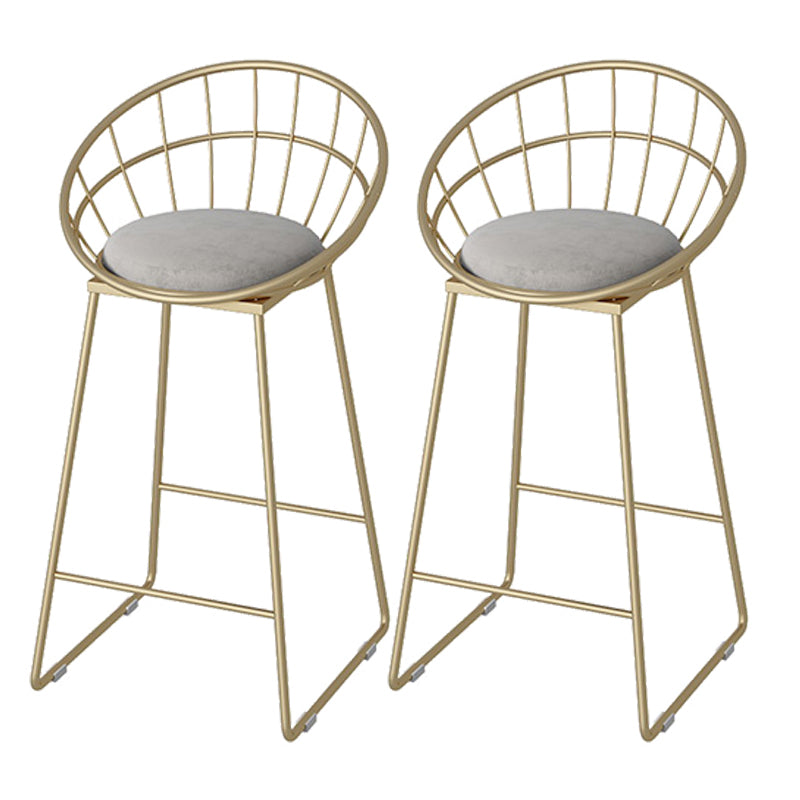 Modern Footrest Bar Stool Low Back Grey Bar & Counter Stool for Living Room