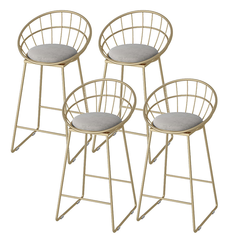 Modern Footrest Bar Stool Low Back Grey Bar & Counter Stool for Living Room