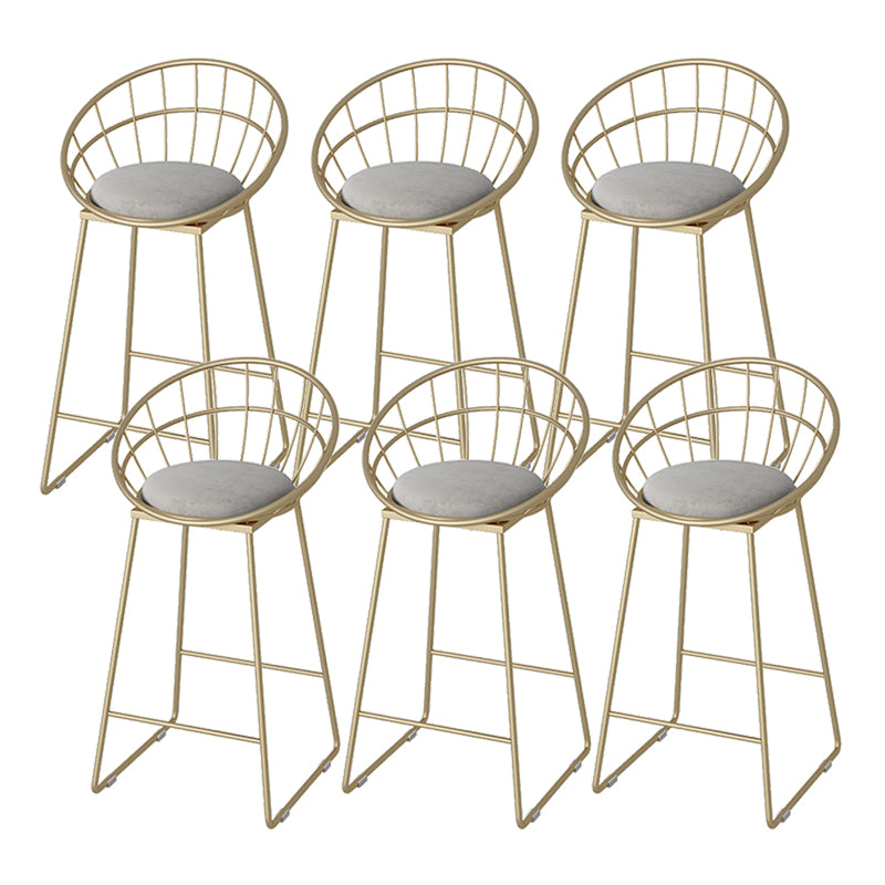 Modern Footrest Bar Stool Low Back Grey Bar & Counter Stool for Living Room