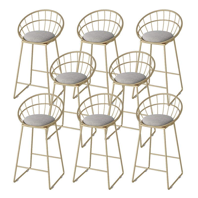 Modern Footrest Bar Stool Low Back Grey Bar & Counter Stool for Living Room