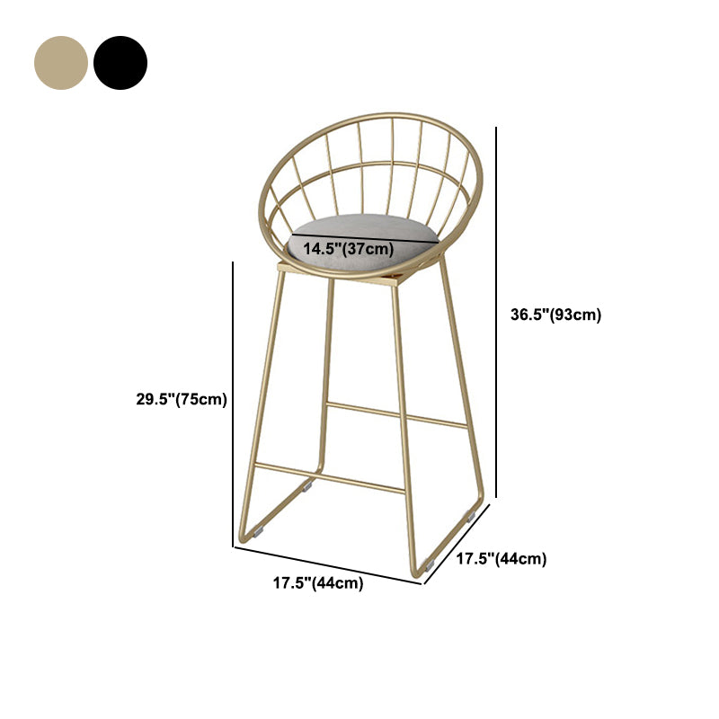 Modern Footrest Bar Stool Low Back Grey Bar & Counter Stool for Living Room