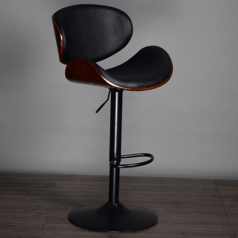 Contemporary Metal Barstool Faux Leather Counter Stool in Matte Finish