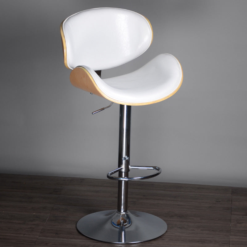 Contemporary Metal Barstool Faux Leather Counter Stool in Matte Finish