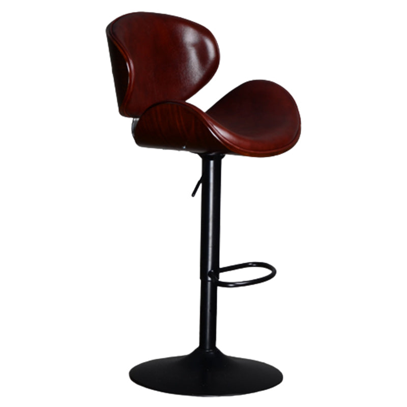 Contemporary Metal Barstool Faux Leather Counter Stool in Matte Finish