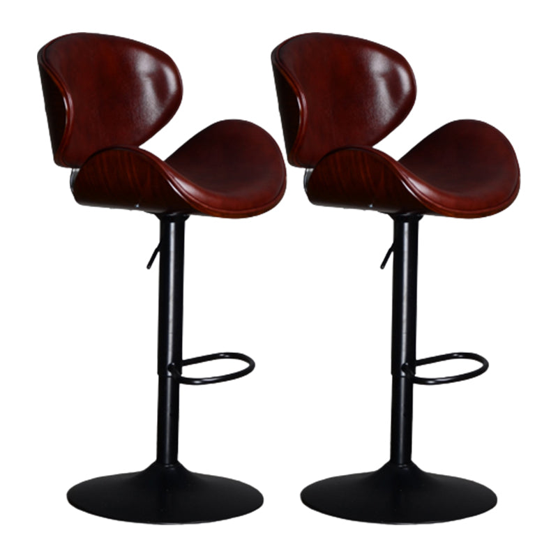 Contemporary Metal Barstool Faux Leather Counter Stool in Matte Finish