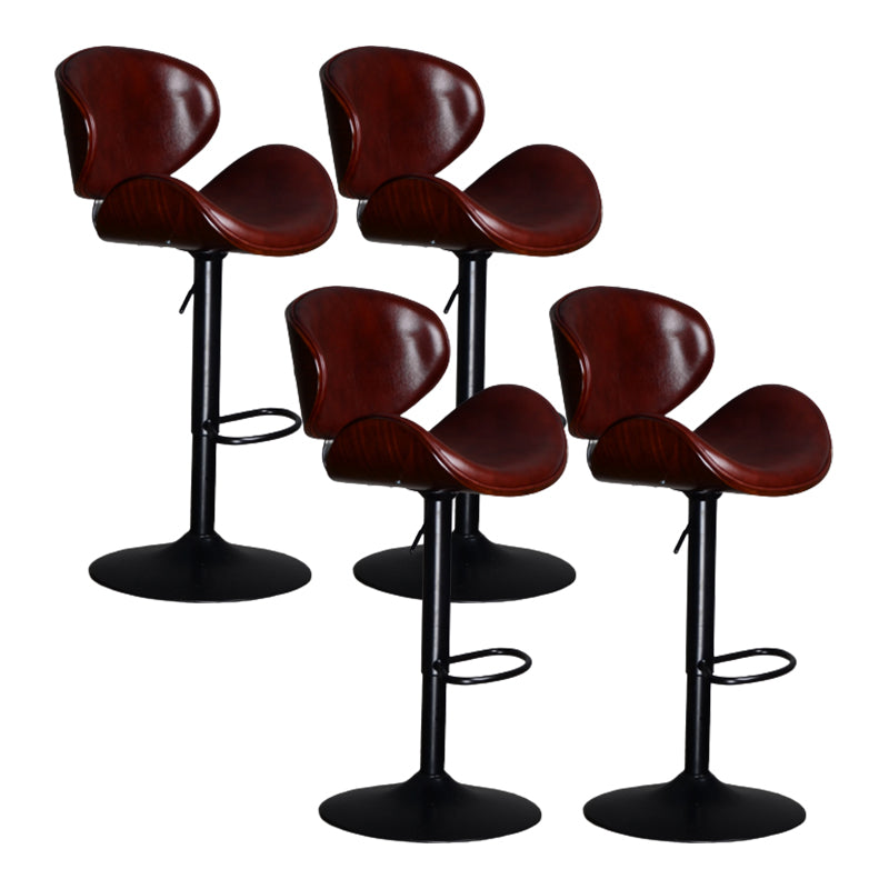 Contemporary Metal Barstool Faux Leather Counter Stool in Matte Finish