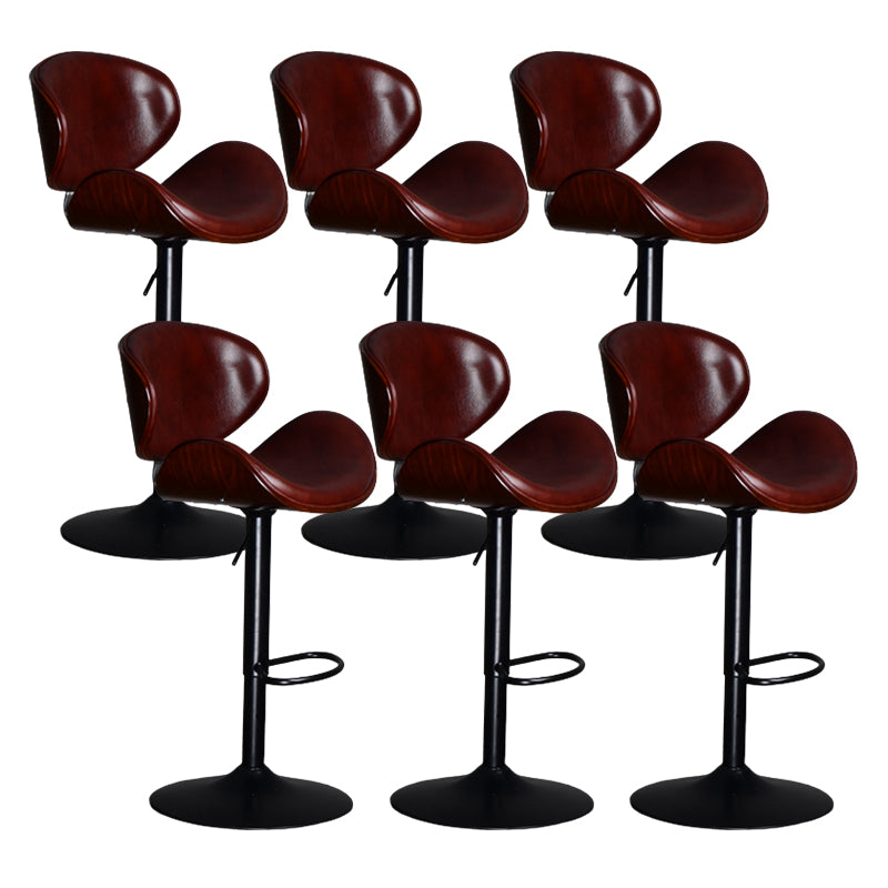 Contemporary Metal Barstool Faux Leather Counter Stool in Matte Finish