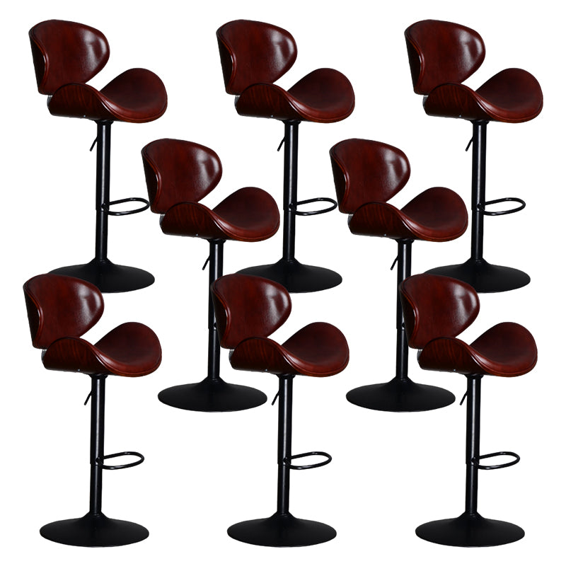 Contemporary Metal Barstool Faux Leather Counter Stool in Matte Finish