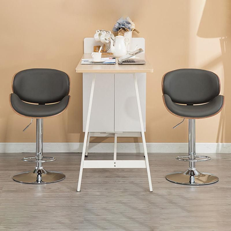 Contemporary Metal Barstool Faux Leather Counter Stool in Matte Finish