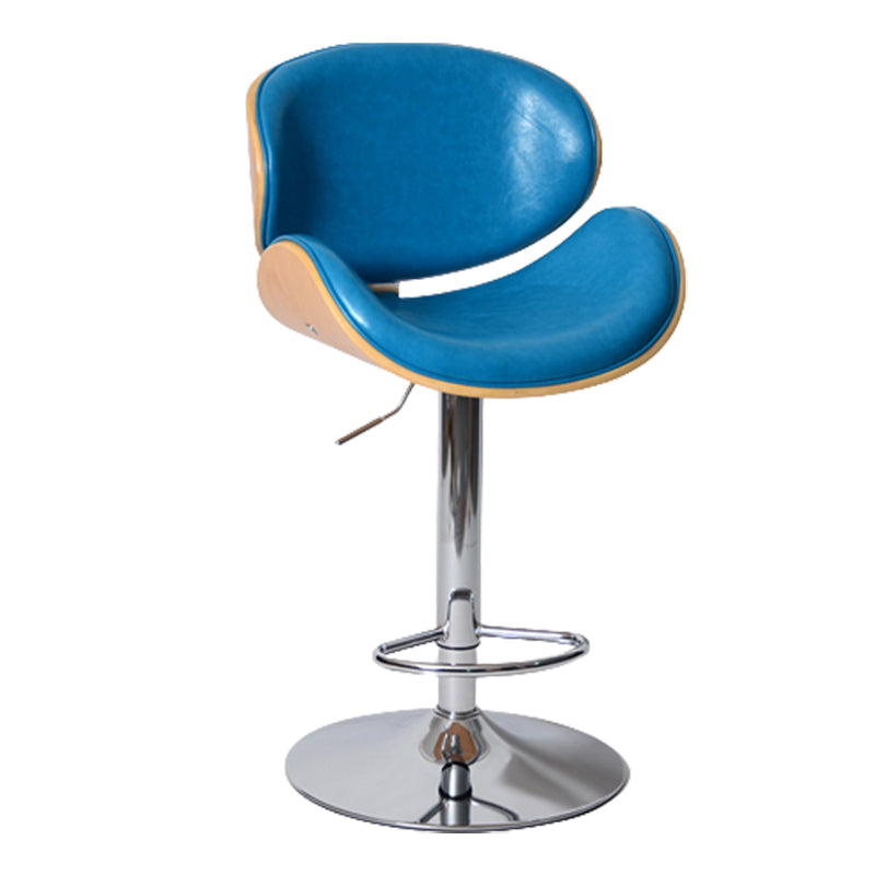 Contemporary Metal Barstool Faux Leather Counter Stool in Matte Finish