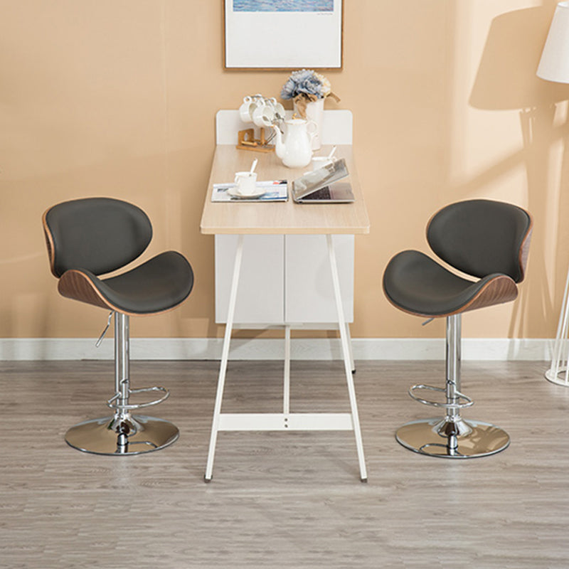 Contemporary Metal Barstool Faux Leather Counter Stool in Matte Finish