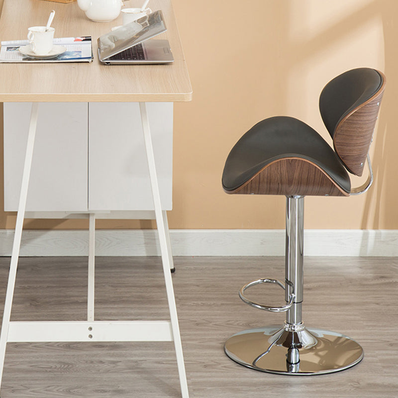 Contemporary Metal Barstool Faux Leather Counter Stool in Matte Finish