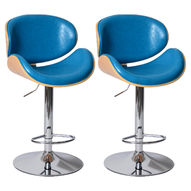 Contemporary Metal Barstool Faux Leather Counter Stool in Matte Finish