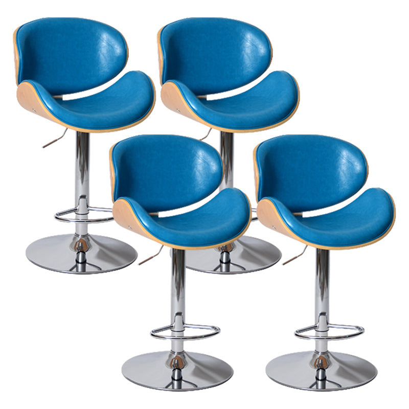 Contemporary Metal Barstool Faux Leather Counter Stool in Matte Finish