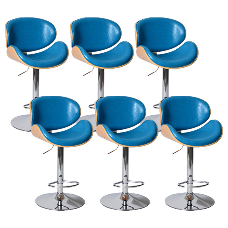 Contemporary Metal Barstool Faux Leather Counter Stool in Matte Finish