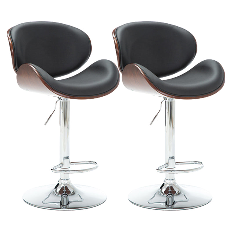 Contemporary Metal Barstool Faux Leather Counter Stool in Matte Finish