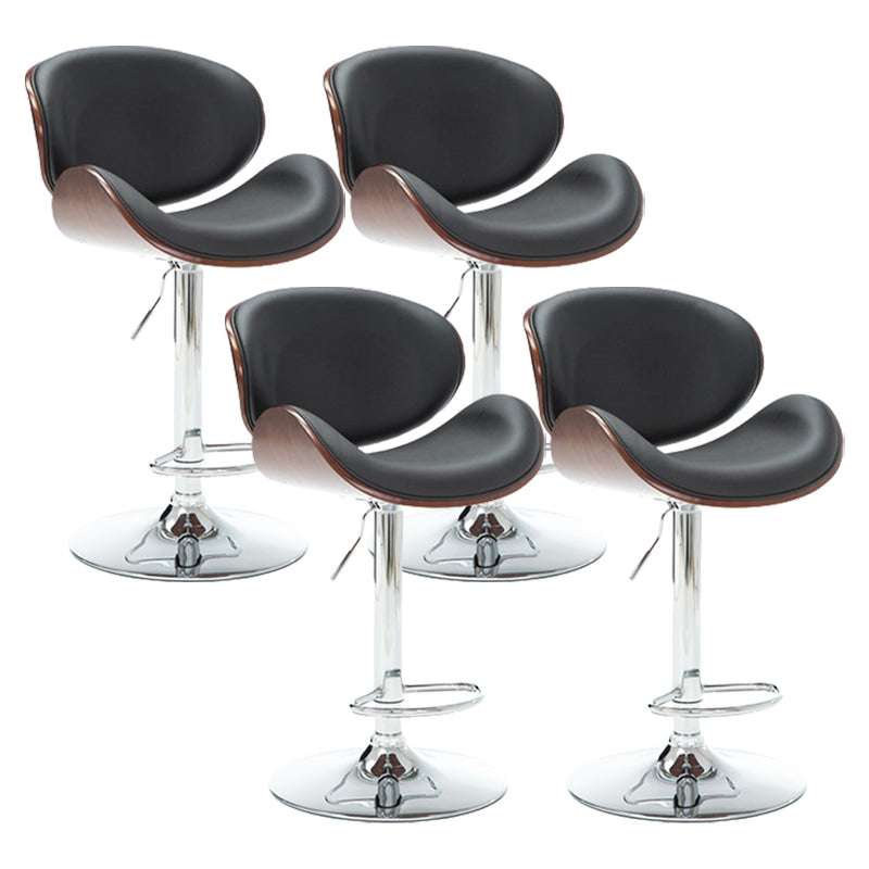 Contemporary Metal Barstool Faux Leather Counter Stool in Matte Finish