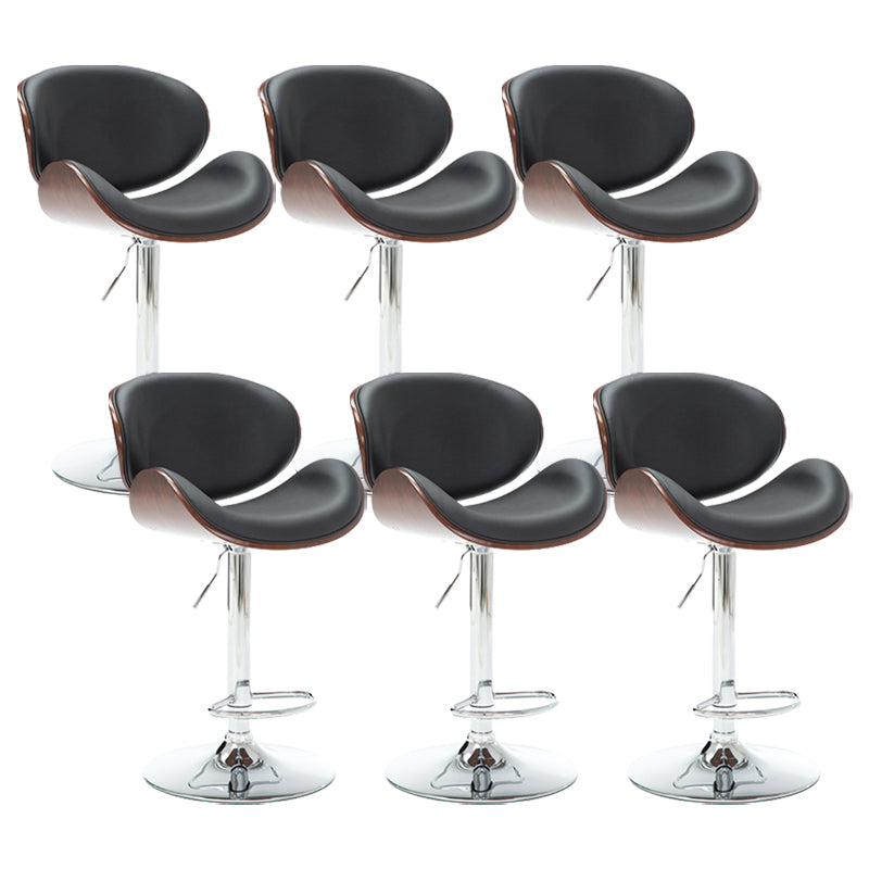 Contemporary Metal Barstool Faux Leather Counter Stool in Matte Finish