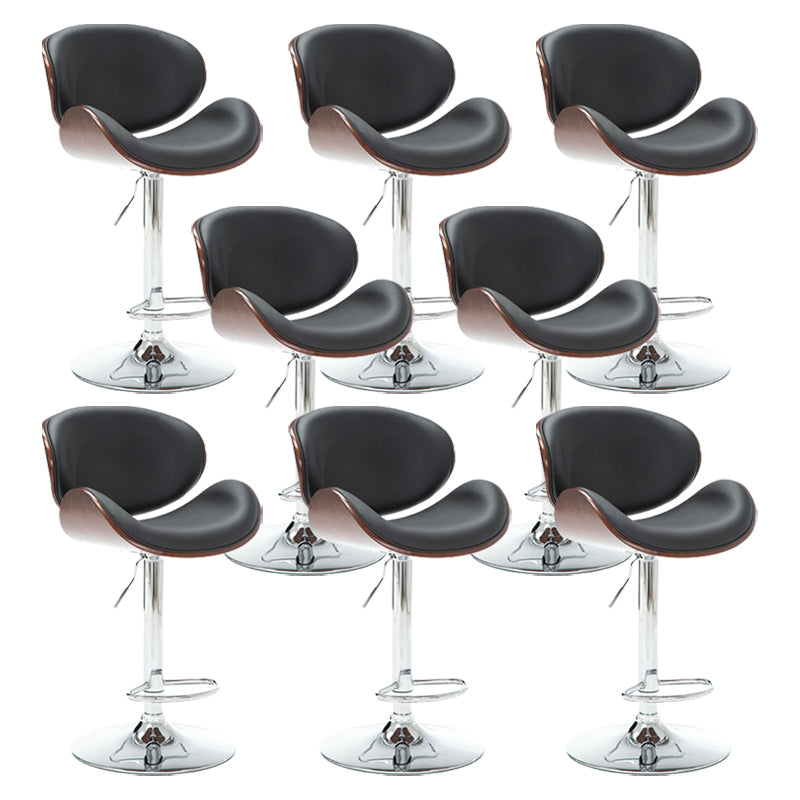 Contemporary Metal Barstool Faux Leather Counter Stool in Matte Finish