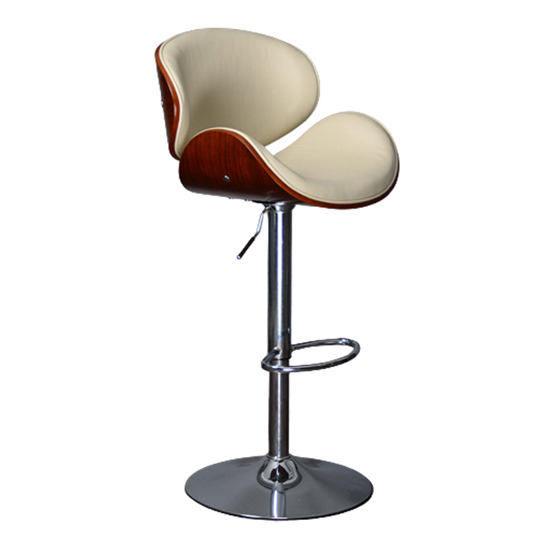 Contemporary Metal Barstool Faux Leather Counter Stool in Matte Finish