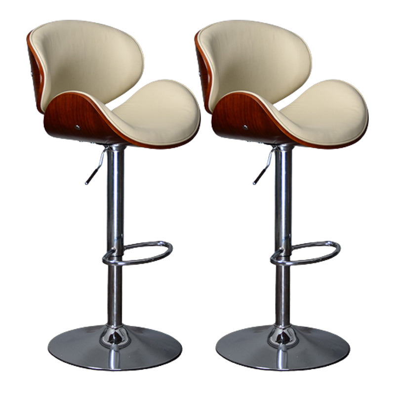 Contemporary Metal Barstool Faux Leather Counter Stool in Matte Finish