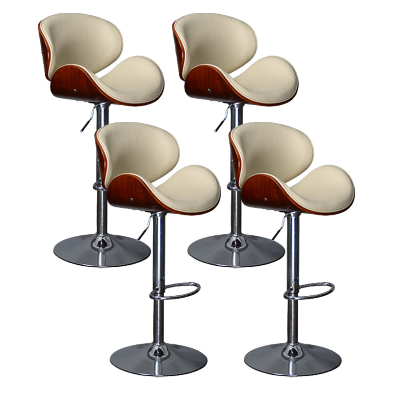Contemporary Metal Barstool Faux Leather Counter Stool in Matte Finish