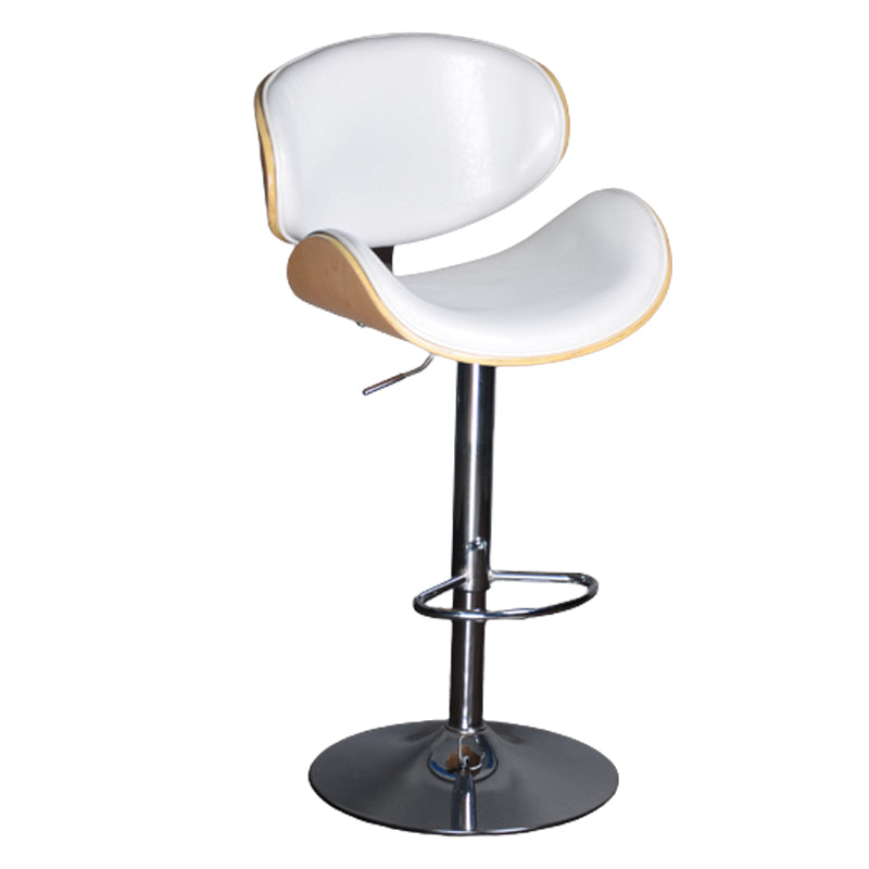 Contemporary Metal Barstool Faux Leather Counter Stool in Matte Finish