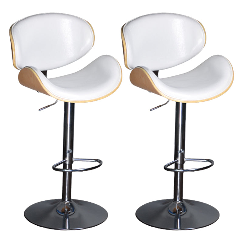 Contemporary Metal Barstool Faux Leather Counter Stool in Matte Finish