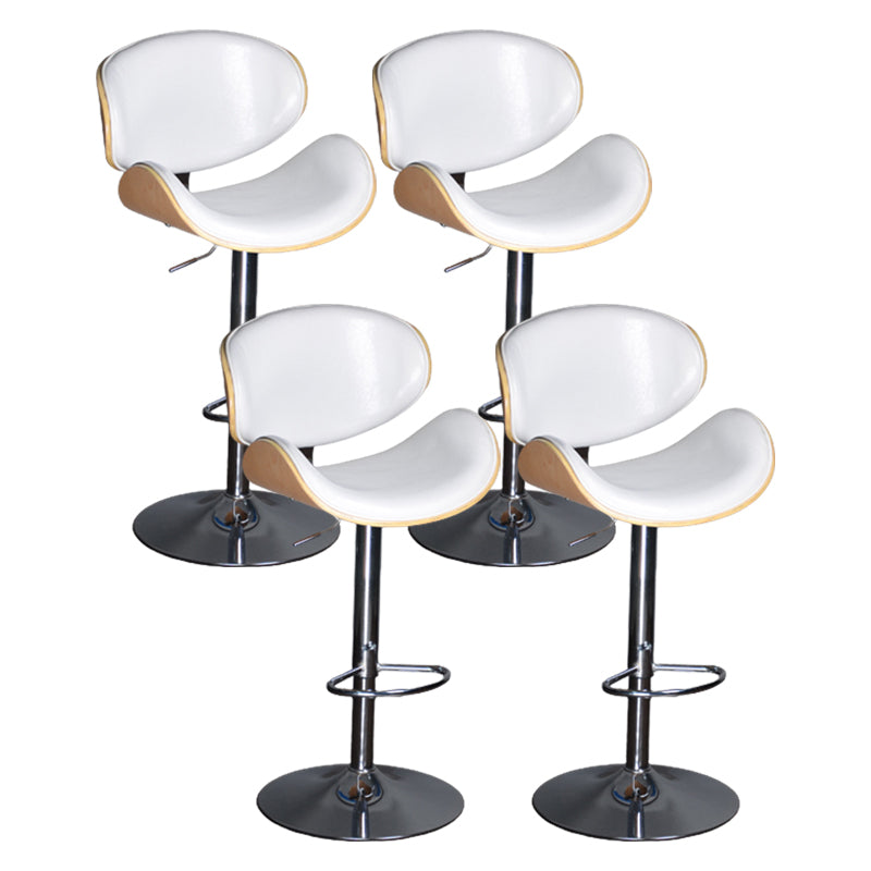 Contemporary Metal Barstool Faux Leather Counter Stool in Matte Finish