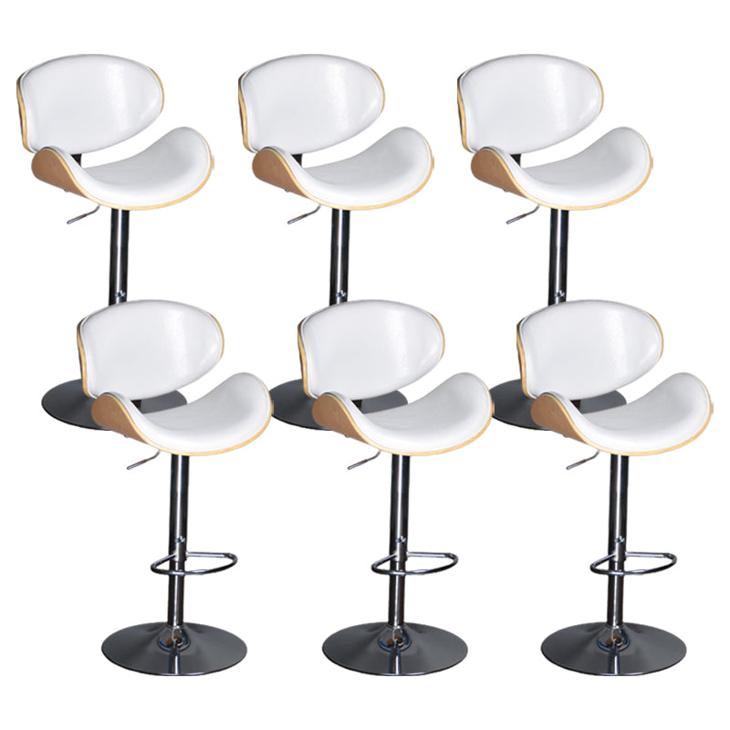 Contemporary Metal Barstool Faux Leather Counter Stool in Matte Finish