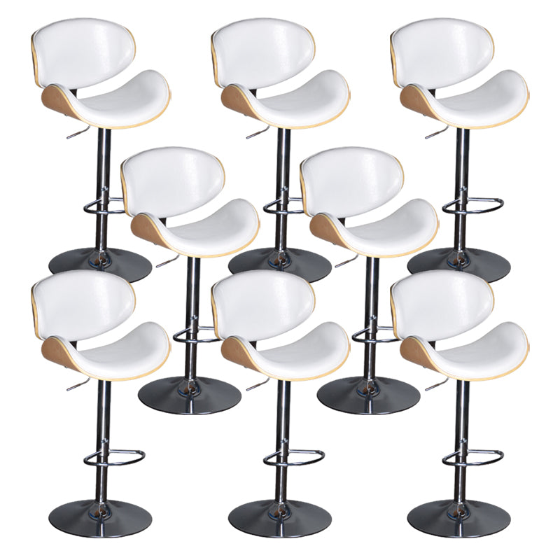 Contemporary Metal Barstool Faux Leather Counter Stool in Matte Finish