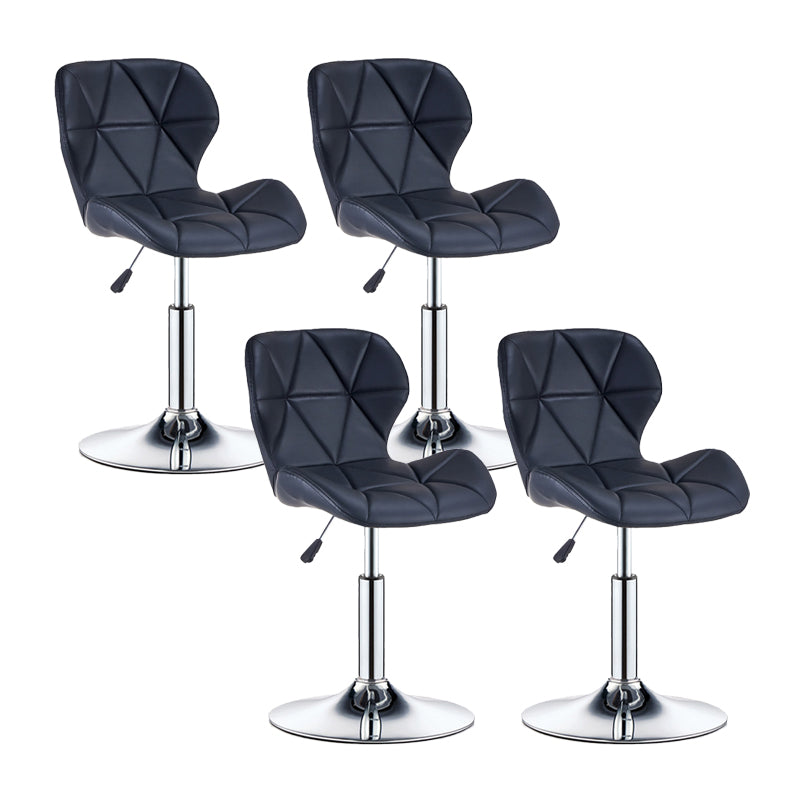 Modern Metal Barstool Faux Leather Counter Stool in Matte Finish