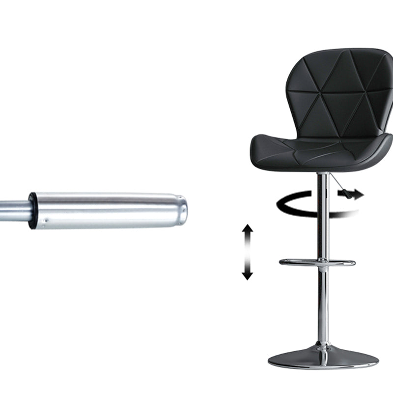 Modern Metal Barstool Faux Leather Counter Stool in Matte Finish