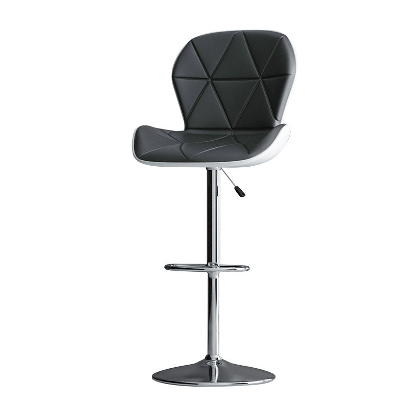 Modern Metal Barstool Faux Leather Counter Stool in Matte Finish