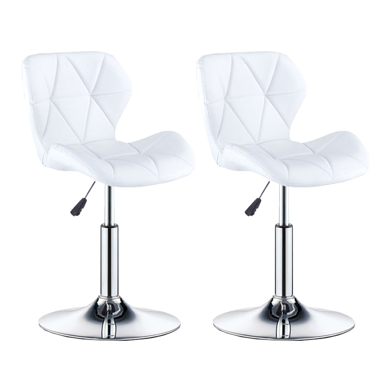 Modern Metal Barstool Faux Leather Counter Stool in Matte Finish