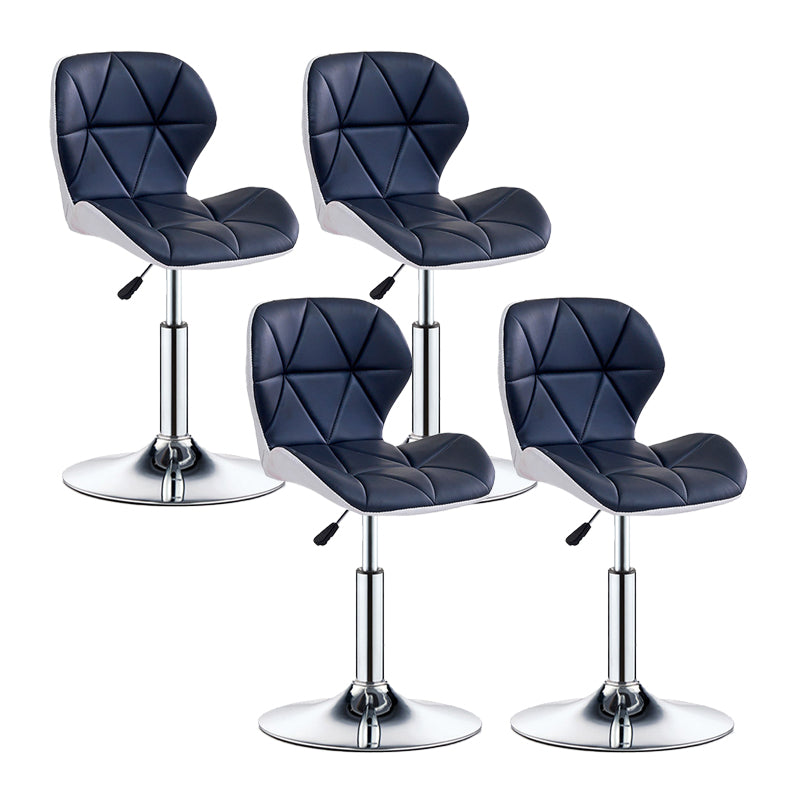 Modern Metal Barstool Faux Leather Counter Stool in Matte Finish