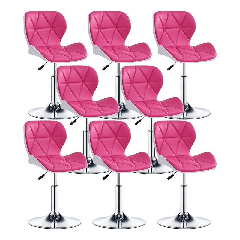 Modern Metal Barstool Faux Leather Counter Stool in Matte Finish