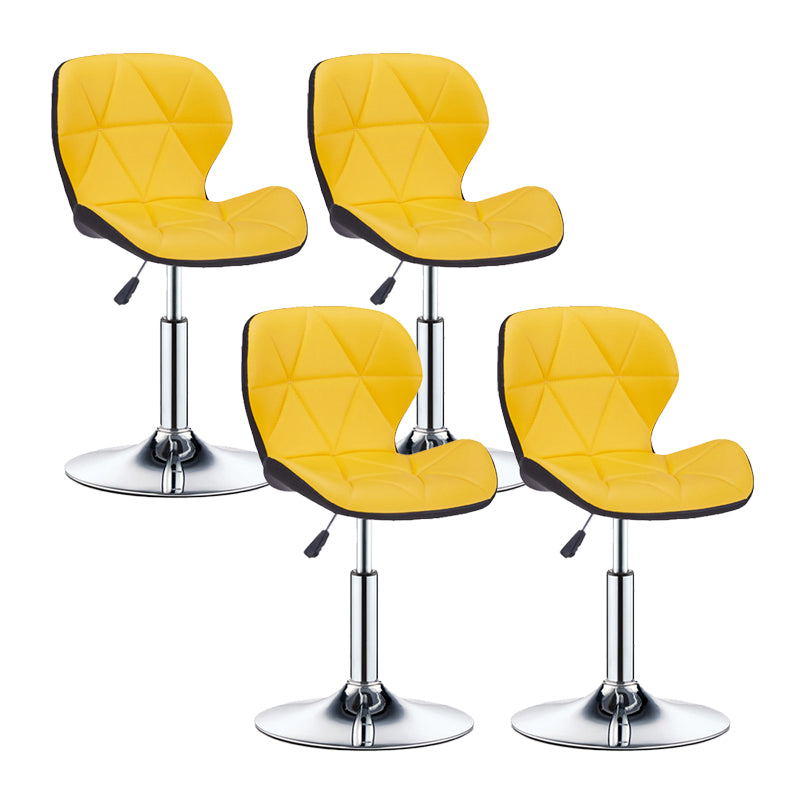 Modern Metal Barstool Faux Leather Counter Stool in Matte Finish