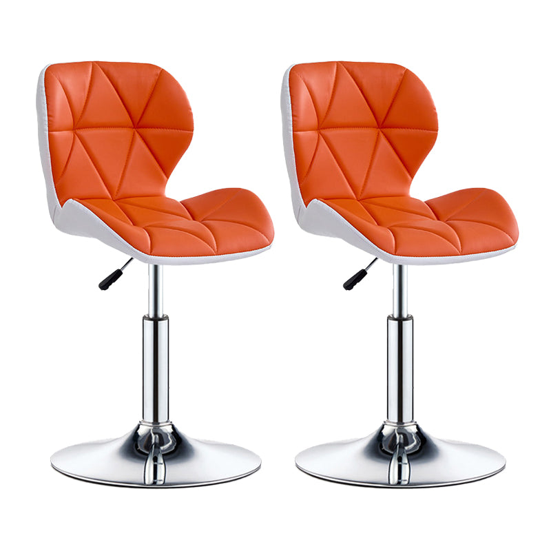 Modern Metal Barstool Faux Leather Counter Stool in Matte Finish