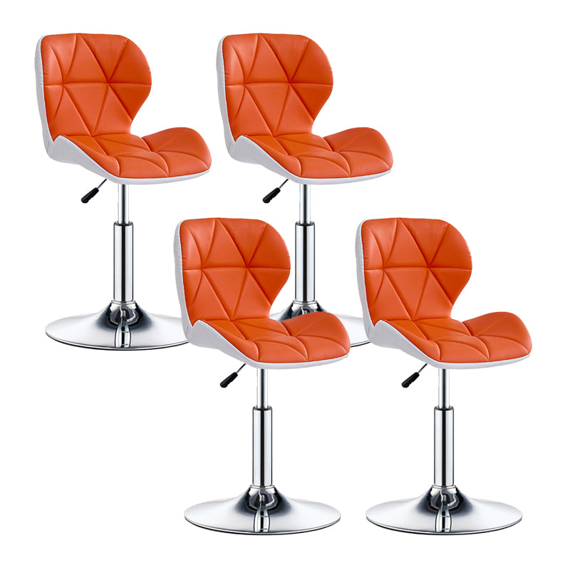 Modern Metal Barstool Faux Leather Counter Stool in Matte Finish