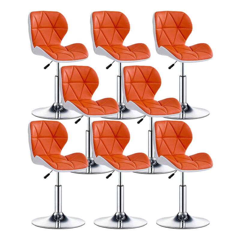 Modern Metal Barstool Faux Leather Counter Stool in Matte Finish