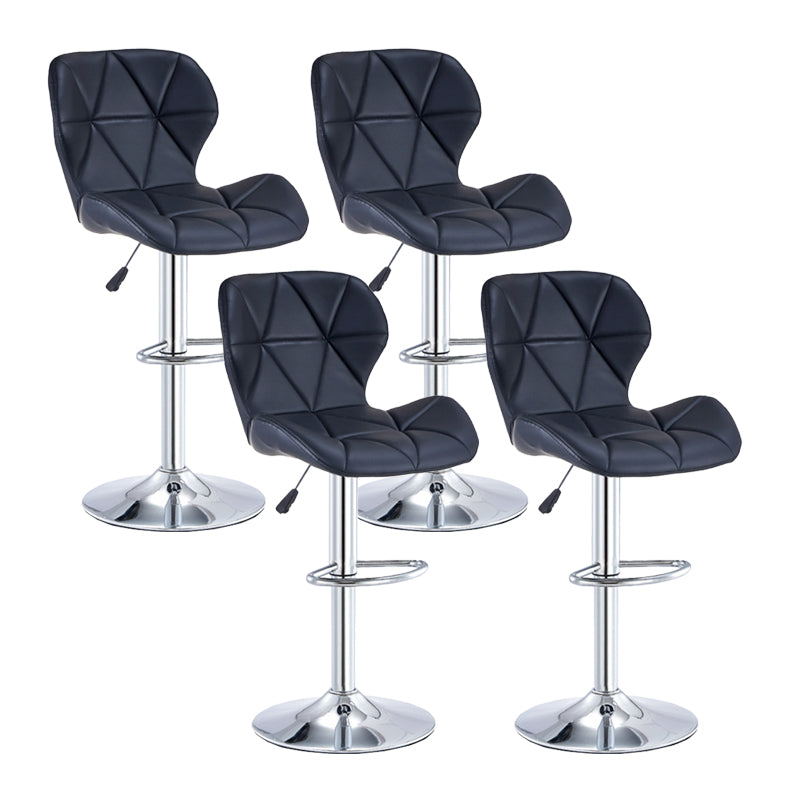 Modern Metal Barstool Faux Leather Counter Stool in Matte Finish
