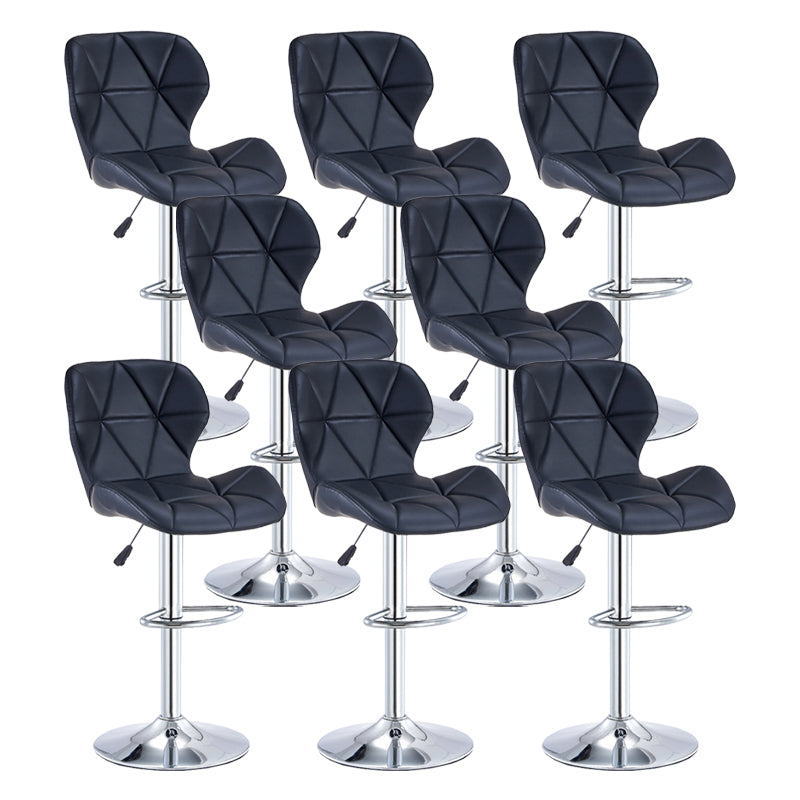 Modern Metal Barstool Faux Leather Counter Stool in Matte Finish