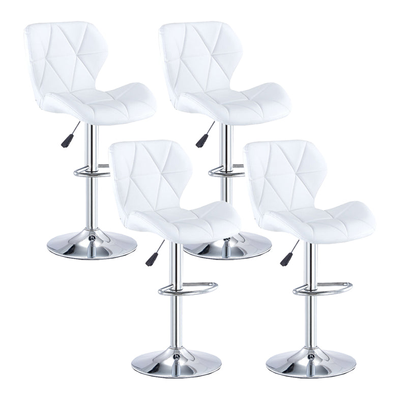 Modern Metal Barstool Faux Leather Counter Stool in Matte Finish